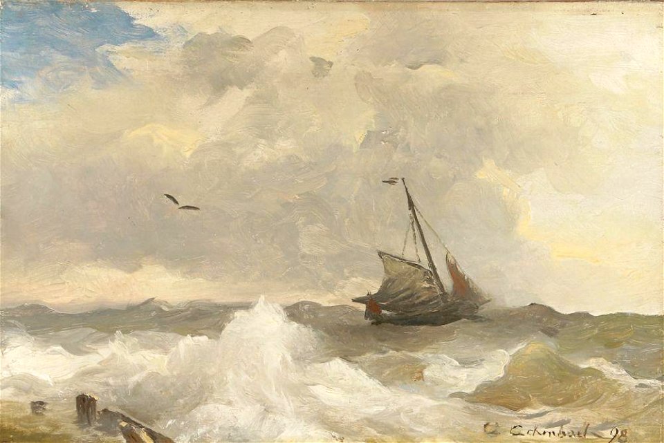 Andreas Achenbach - Segler bei stürmischer See