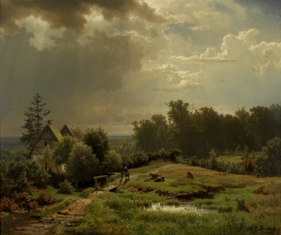 Andreas Achenbach - Heuvelachtig landschap met bewolkte lucht - BR1365 - Rijksmuseum Twenthe