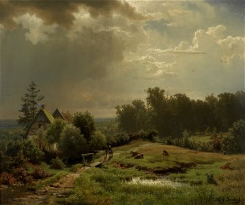 Andreas Achenbach - Heuvelachtig landschap met bewolkte lucht - BR1365 - Rijksmuseum Twenthe