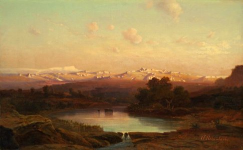 Andreas Achenbach - Italienische Landschaft in der Dämmerung (1850)