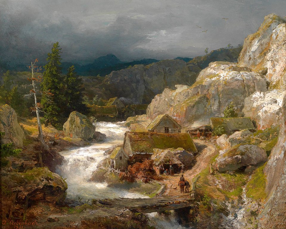 Andreas Achenbach - Mühle am Gebirgsbach (1861)