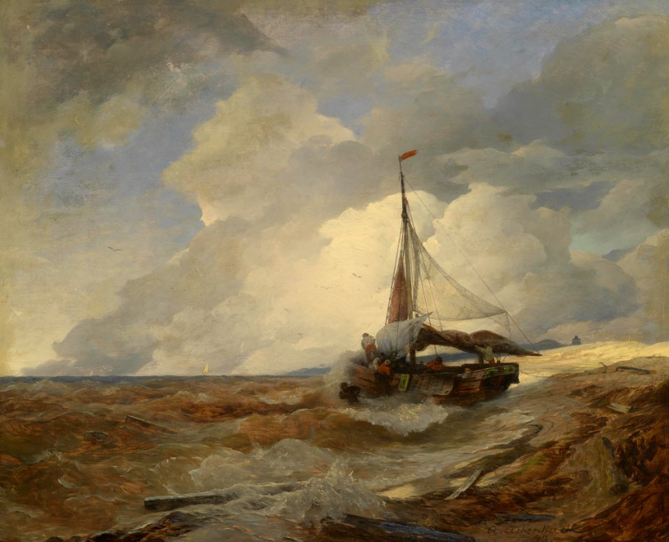 Andreas Achenbach Fischerboot in Seenot 1893