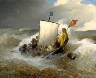 Andreas Achenbach - Segelboote im Sturm (1895)