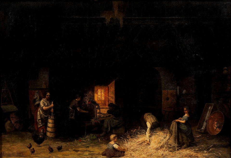 Andreas Kielmann Bäuerinnen in einer Scheune 1873