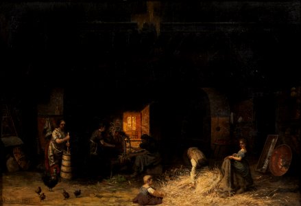 Andreas Kielmann Bäuerinnen in einer Scheune 1873