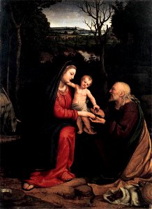 Andrea Solario - Rest during the Flight to Egypt - WGA21601. Free illustration for personal and commercial use.