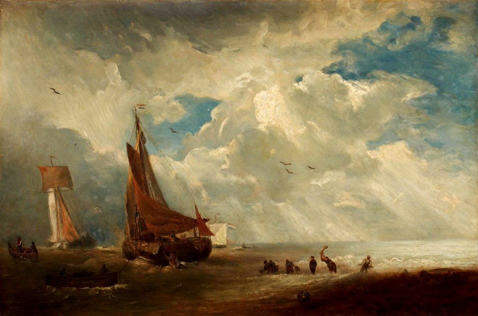 Andreas Achenbach - Sturm und Regen in einem Holländischen Hafen