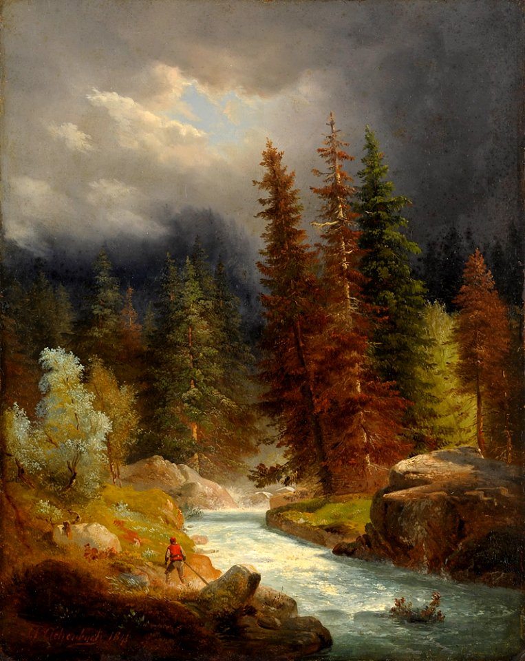Andreas Achenbach Wanderer an einem Wildbach 1841