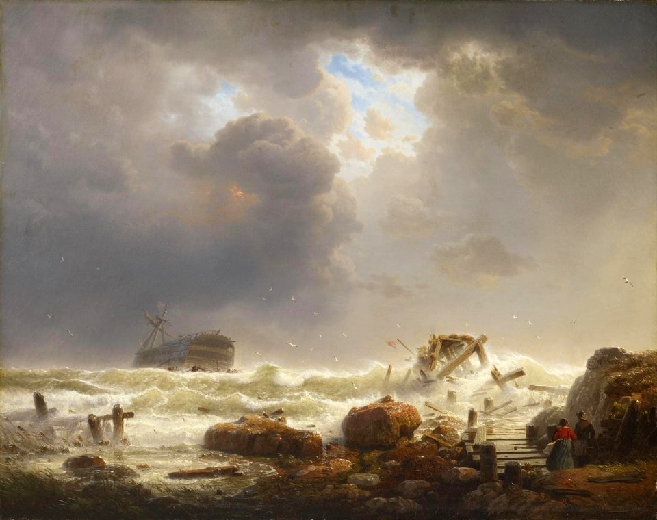 Andreas Achenbach - Küstenstreifen bei stürmischer See (1846)