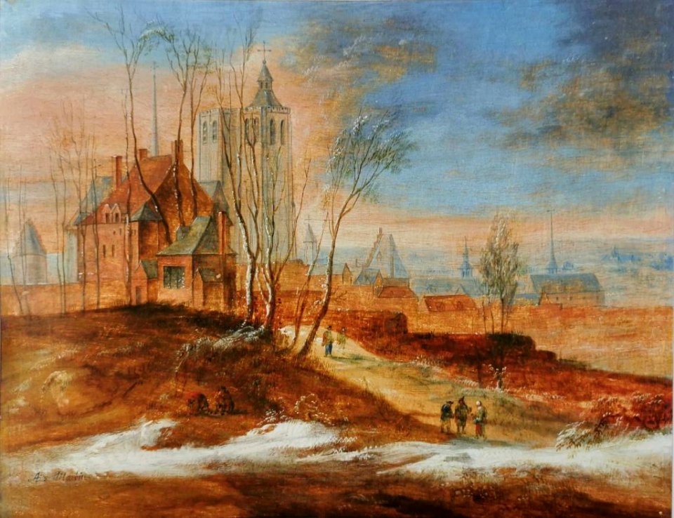 Andreas Martin, Zicht op Brussel en de Sint-Michielskerk, 23 x 30 cm (privé)