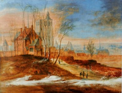 Andreas Martin, Zicht op Brussel en de Sint-Michielskerk, 23 x 30 cm (privé)