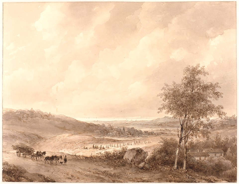 Andreas Schelfhout - Landschap tussen Calais en Boulogne