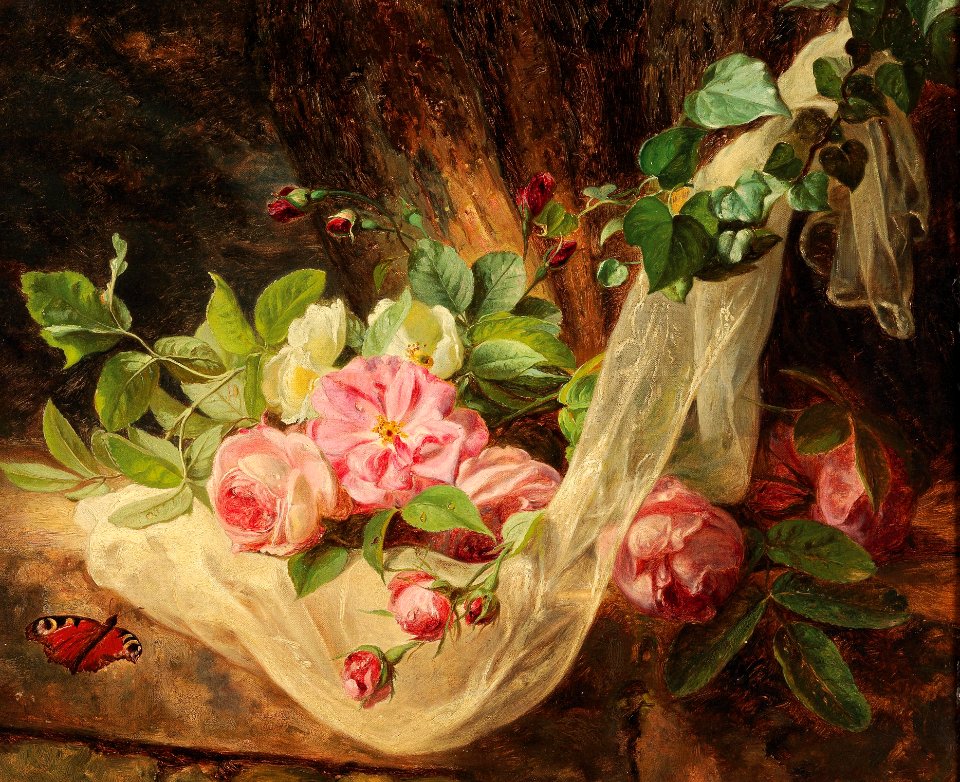Andreas Lach - Still Life with Roses on a Forest Floor