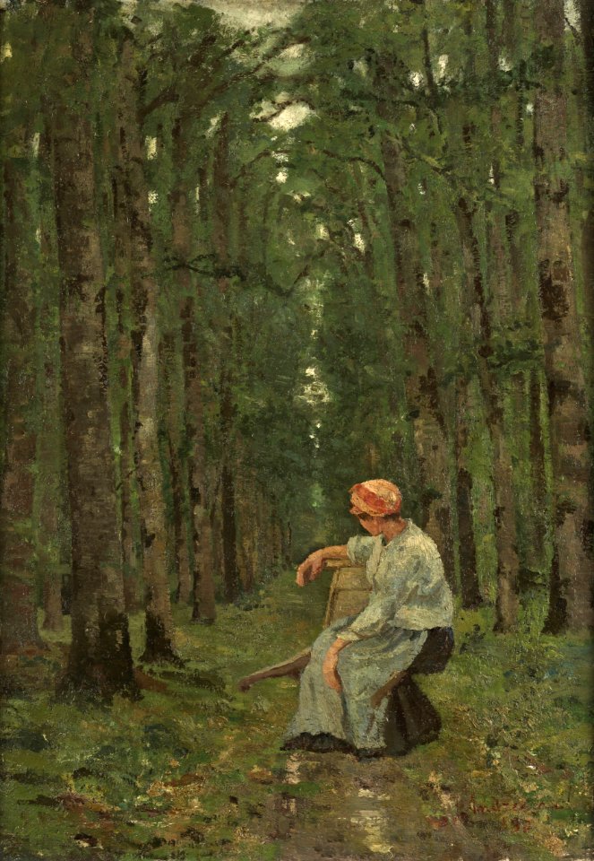 Ion Andreescu - Femeie în pădure (1880)