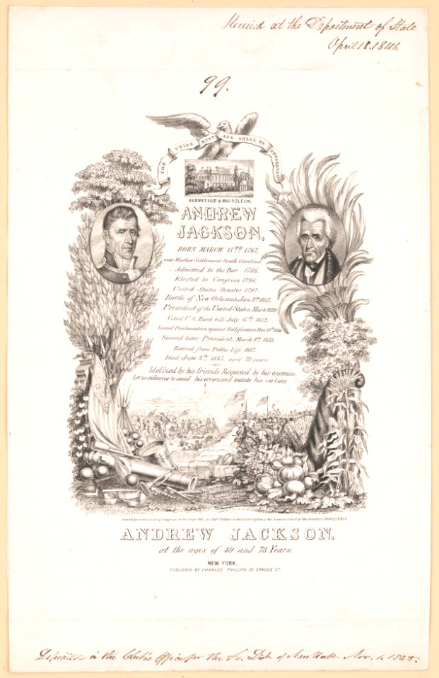 Andrew Jackson, at the ages of 49 and 78 years LCCN2003674466