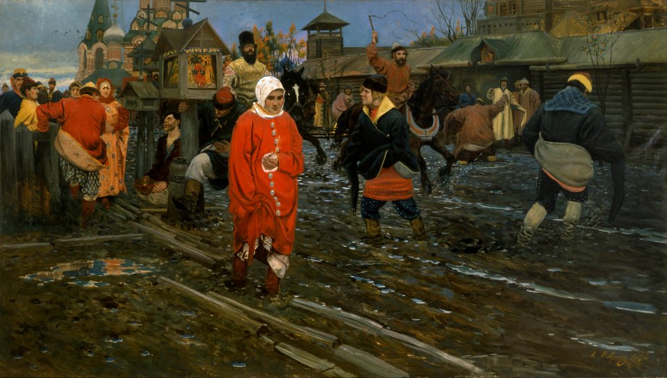 Andrei Ryabushkin - Seventeenth-Century Moscow Street on a Public Holiday - Google Art Project
