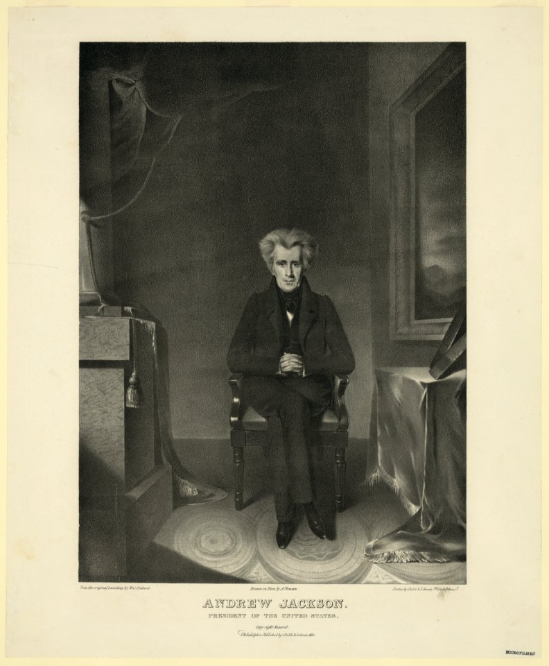 Andrew Jackson. President of the United States - from the original painting by W.J. Hubard ; drawn on stone by A. Newsam ; printed by Childs & Lehman Philadelphia. LCCN2009633804
