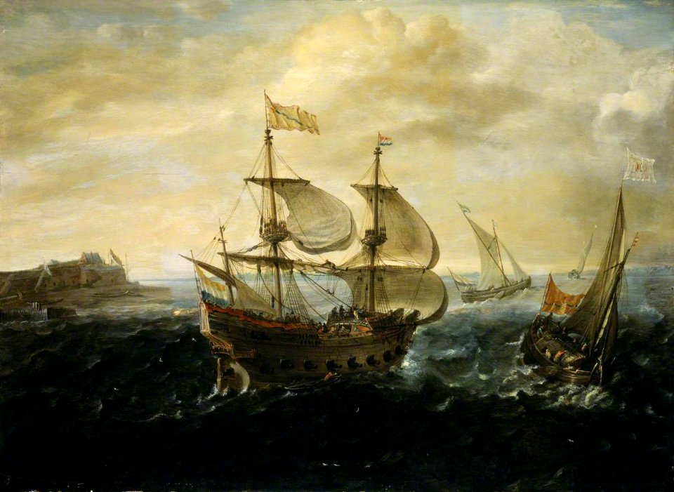 Andries van Eertvelt (1590-1652) - A Dutch Ship Running out of a Harbour - BHC0752 - Royal Museums Greenwich