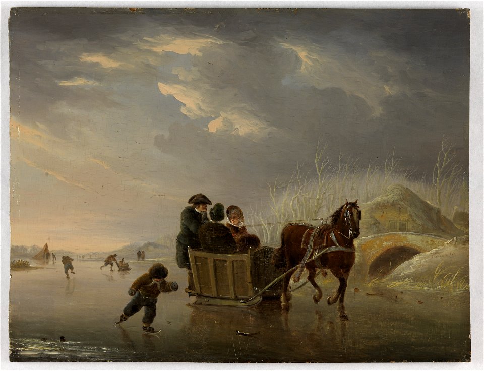 Andries Vermeulen - Sledevaart op het ijs - BR1388 - Rijksmuseum Twenthe