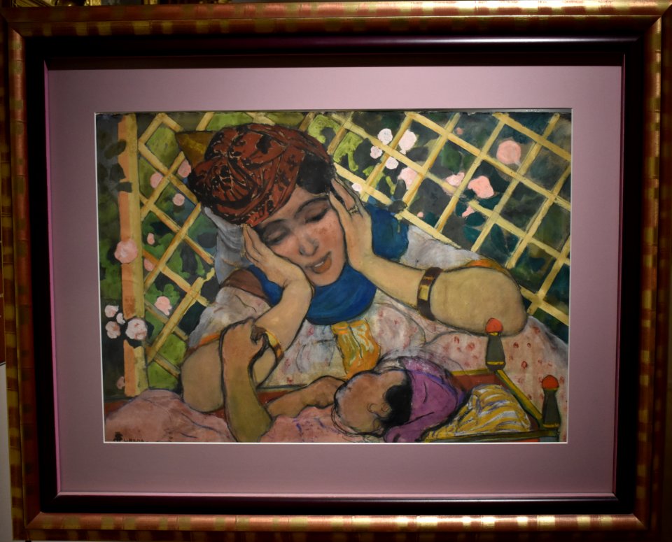 André Suréda - Jeune femme admirant son enfant 01