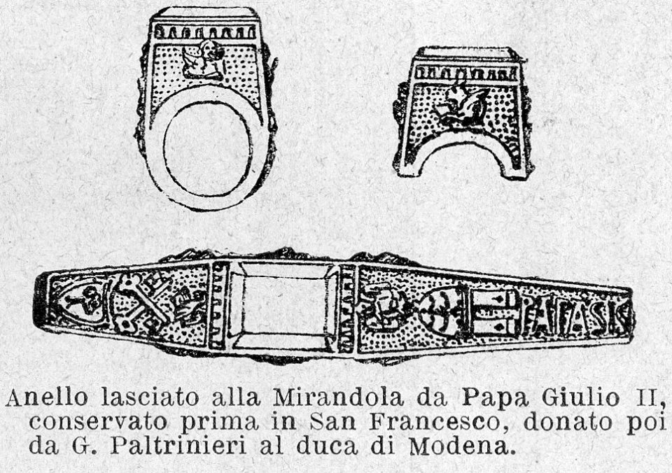 Anello lasciato alla Mirandola da Papa Giulio II