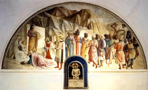 Angelico, affresco s. marco, adorazione dei magi cella 39