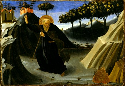 Fra Angelico - Saint Anthony Abbot Shunning the Mass of Gold - Google Art Project