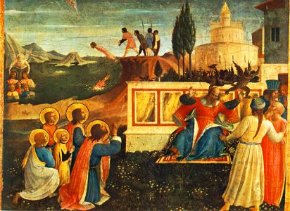 Angelico, predella dei santi cosma e damiano da pala di san marco, salvataggio