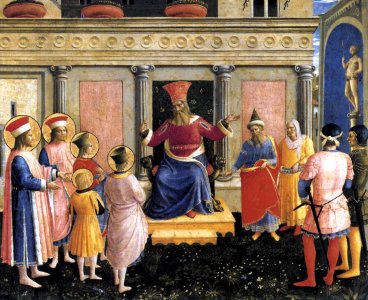 Angelico, predella dei santi cosma e damiano da pala di san marco, davanti a lisius. Free illustration for personal and commercial use.