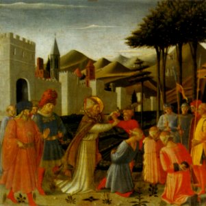 Angelico, san nicola salva tre condannati a morte, polittico di Perugia
