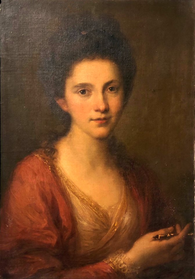 Angelika Kauffmann, Selbstbildnis mit Zeichengriffel (1768), Privatsammlung, ausgestellt im Museum Kunstpalast Düsseldorf, 2020