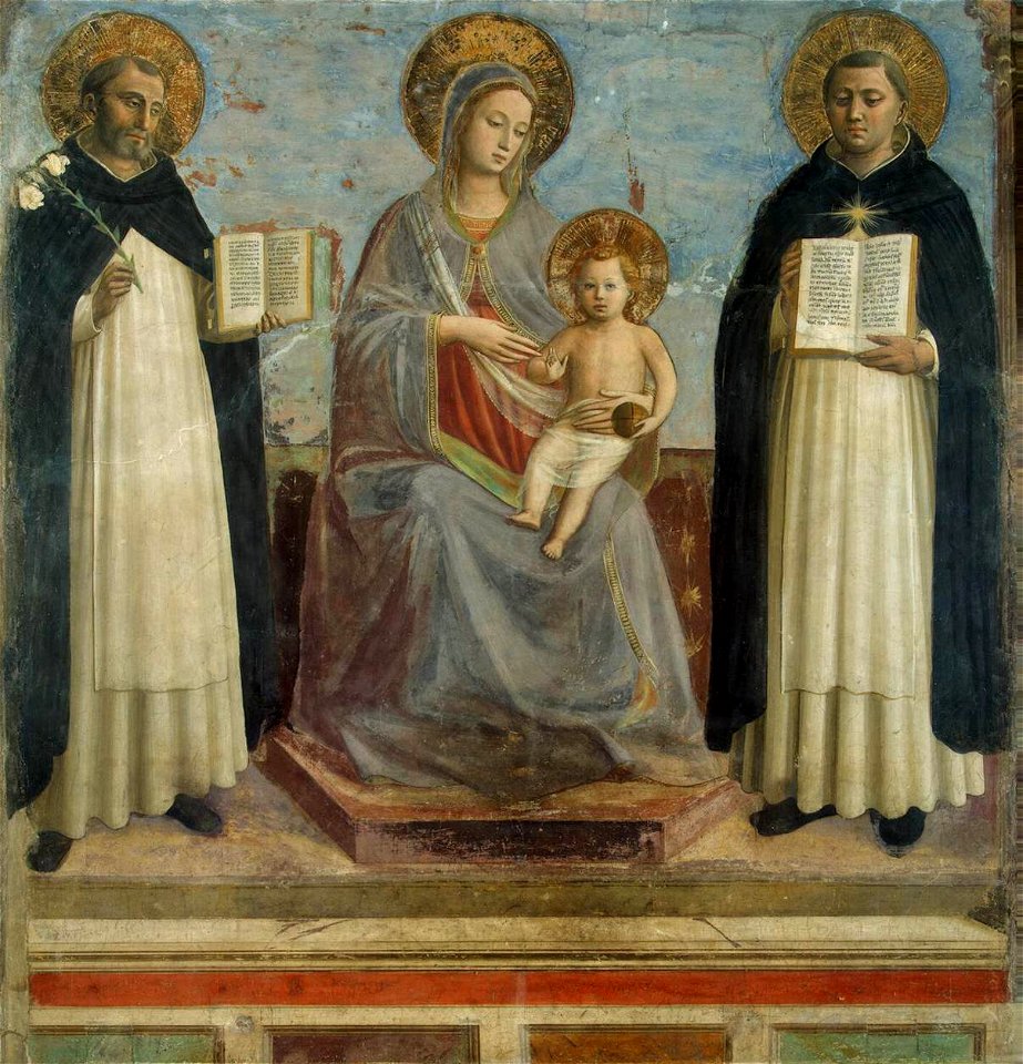 Angelico, maria tra i santi domenico e tommaso d'aquino