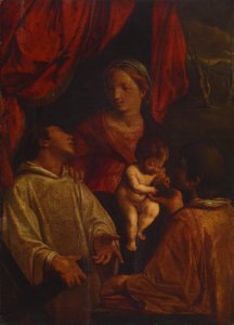 Angelo Caroselli - Madonna and Child with St Lawrence and St Stephen - Walters 371896. Free illustration for personal and commercial use.