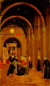 Angelo degli Erri - Szene aus dem Leben des Hl. Vinzenz Ferrer, Kranke werden durch den Segen des Heiligen geheilt - GG 6691 - Kunsthistorisches Museum