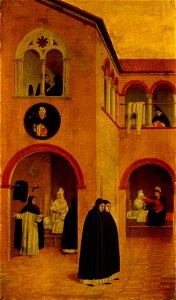 Angelo degli Erri - Szene aus dem Leben des Hl. Vinzenz Ferrer, Durch Aufregungen infolge des Schismas erkrankt der Heil - GG 6695 - Kunsthistorisches Museum
