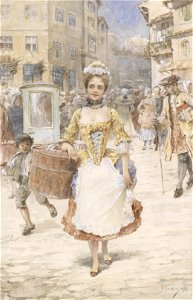Angelo Trentin Junge Frau mit Hutschachtel 1893