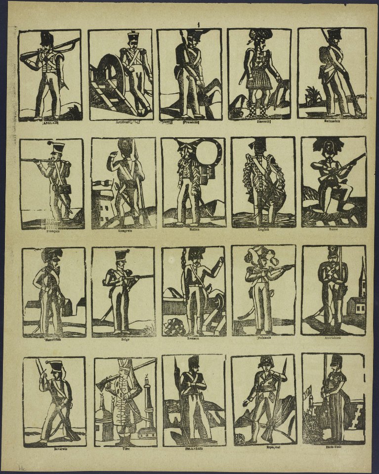 Anglais, artilleur, prussiens, ecossais, hollandais-Catchpenny print-Borms 0663