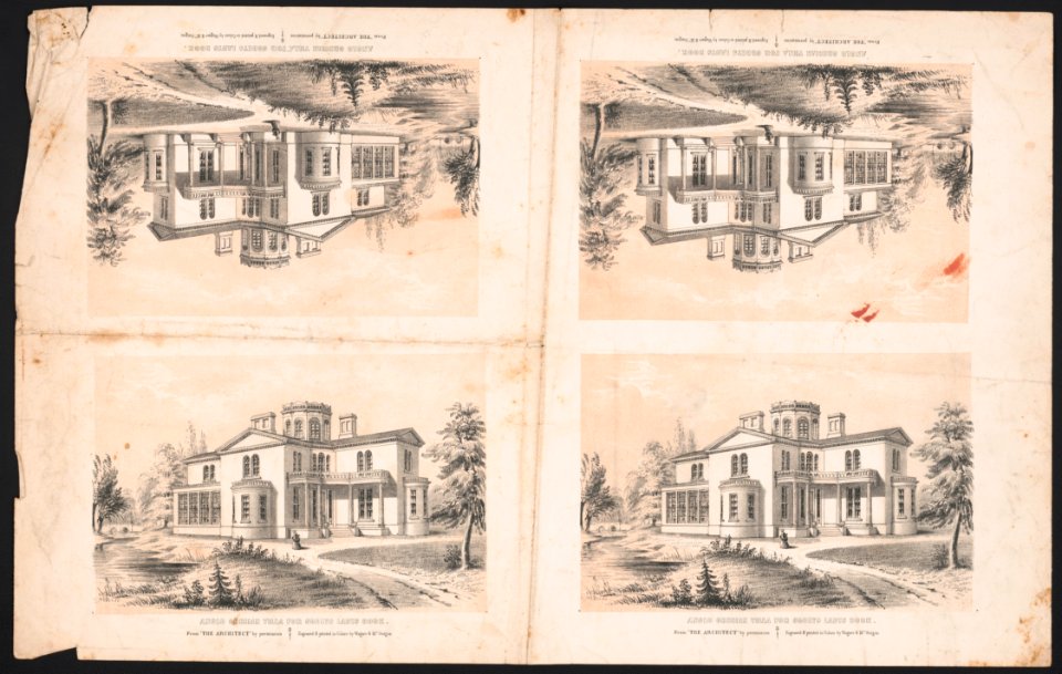Anglo Grecian villa for Godeys ladys book - engraved & printed in colors by Wagner & McGuigan. LCCN2016645708