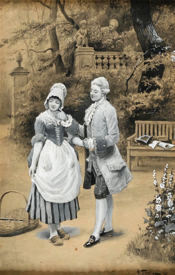 Angelo Trentin Galantes Paar im Park 1885