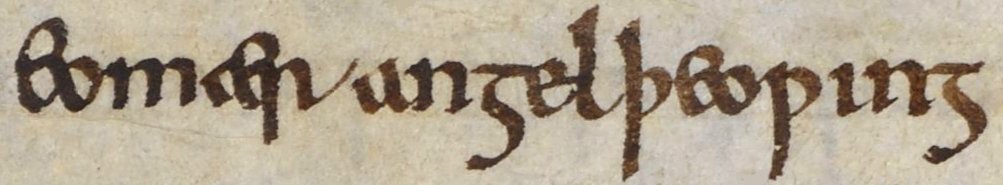 Anglo-Saxon Chronicle - Eomaer Angeltheowing (British Library Cotton MS Tiberius A VI, folio 12v)