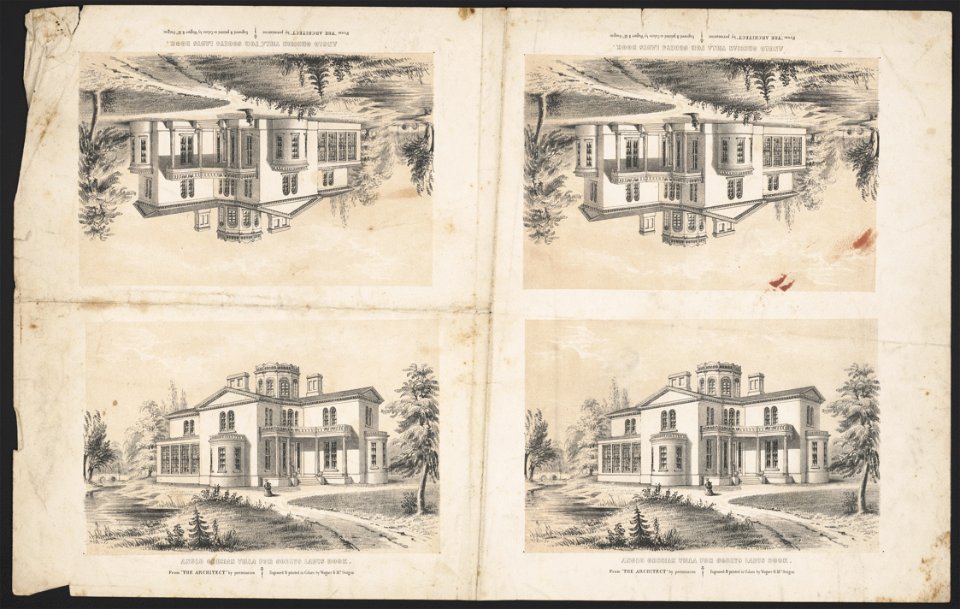 Anglo Grecian villa for Godeys ladys book - engraved & printed in colors by Wagner & McGuigan. LCCN2016645708
