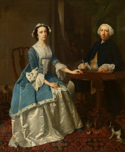 Anglo-Dutch School - A Portrait Painter Drawing and His Wife Winding Wool - 446694 - National Trust