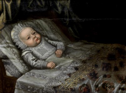 Anglo-Dutch School 17th c Portrait of a baby in lace costume