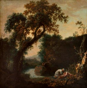 Anglo-Netherlandish School - A River Landscape, with a Man Observed Gralloching a Deer - 1430434 - National Trust