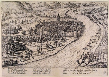 Angriff auf Unkel in 1583 - Aanval op Onckel (Frans Hogenberg)