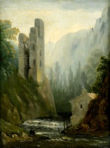 Angler an einem Wildbach