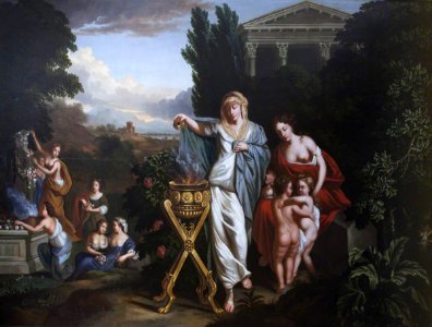 Anglo-Dutch School - Women Sacrificing and Garlanding a Janus Herm - 653185 - National Trust
