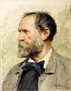 Albert Anker - Selbstbildnis im Profil, nach links