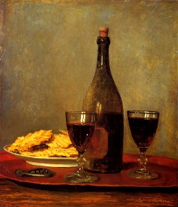 Albert Anker - Stillleben mit Rotwein