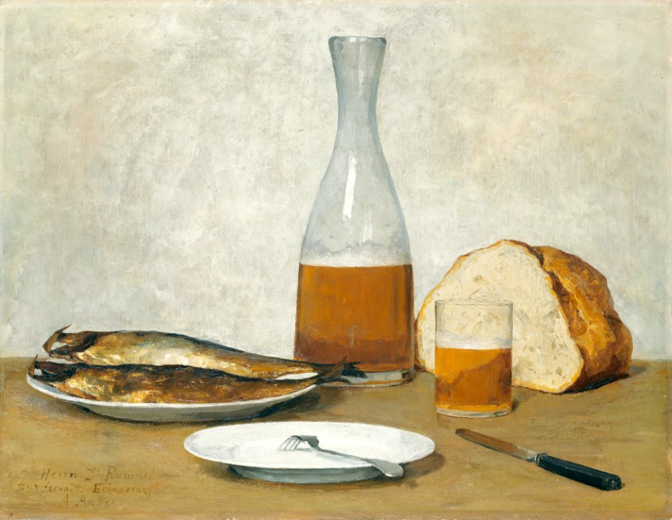 Albert Anker - Stillleben, Heringe